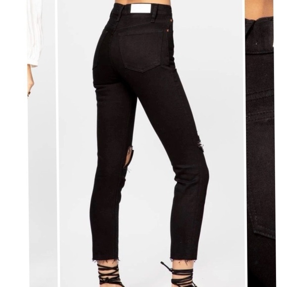 Re/Done 90s High Rise Ankle Crop in Jet Black, size 31, NWT - Picture 3 of 10